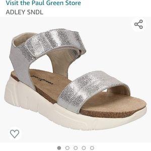 Paul Green Silver Metallic Sandal Sz 7.5 EUC
